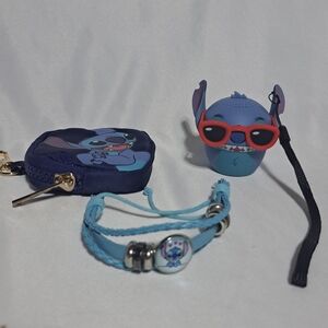 Disney Stitch Lot - Bitty Boomer Bluetooth Speaker‎ Bracelet Coin Pouch Keychain